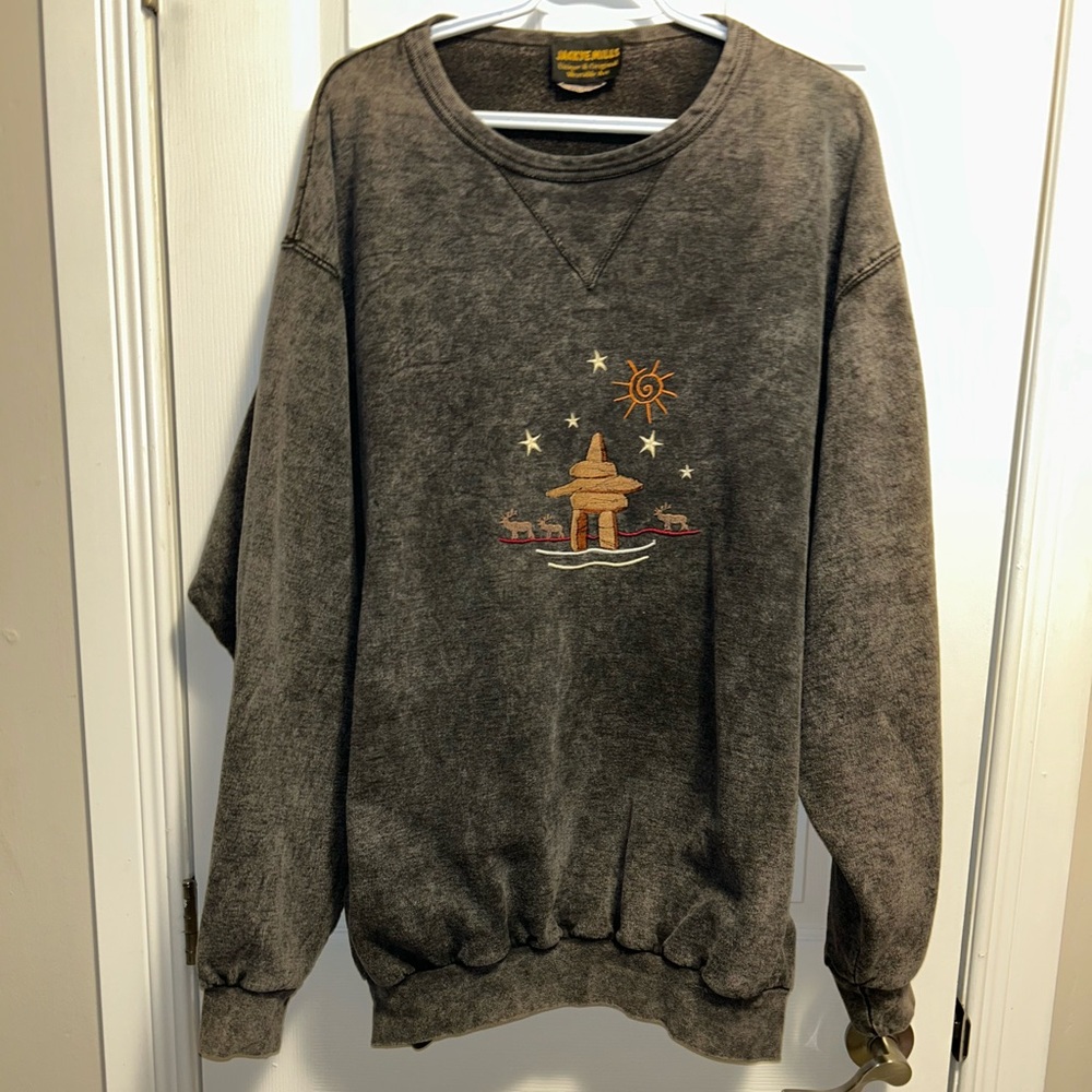 Jackye Mills Vintage Men's Black Tie Dye Sweatshirt with Embroidered Design